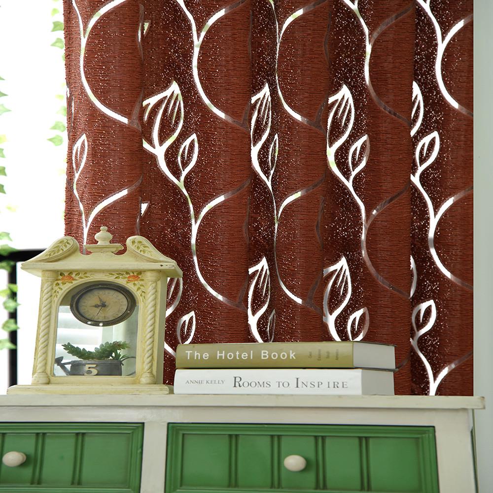 1 PCS Vines Leaves Tulle Door Window Curtain Drape Panel Sheer Scarf Valances
