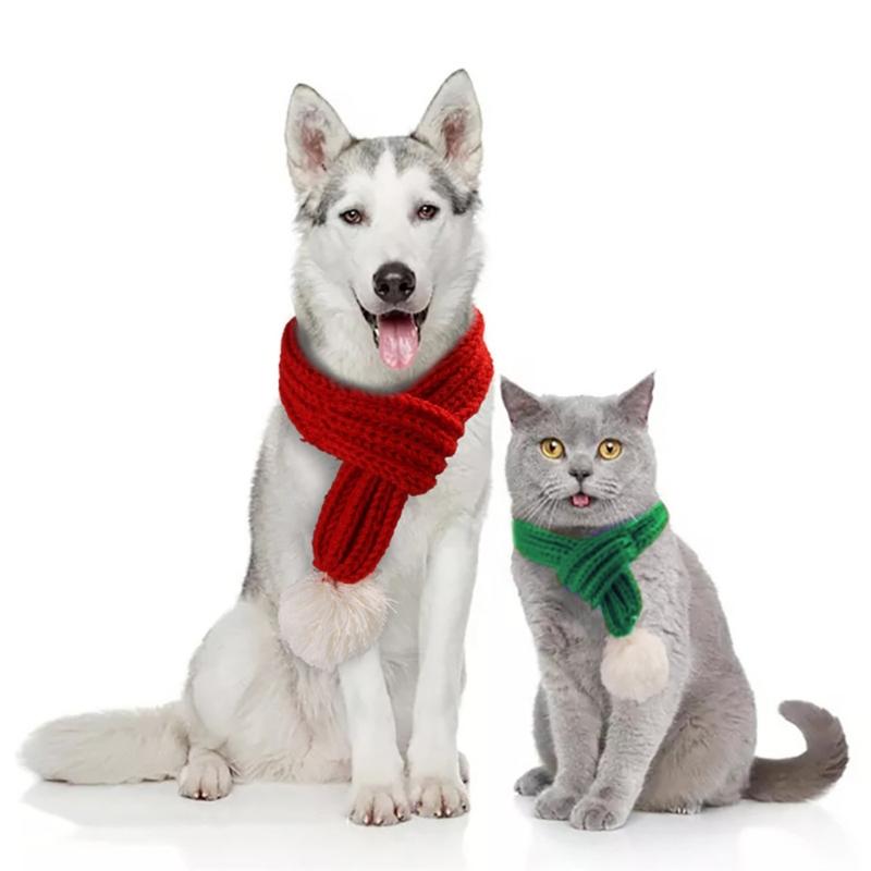 Pet Dog Scarf Christmas Knitted Scarf Creatively Winter Warm Pet Scarf Kitten Dog Scarf New Year Windproof Clothes