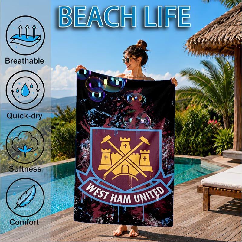 Hammer Football Printed Microfiber Beach Towel, Soft And Absorbent, Quick-Dry, Ideal for Summer Travel, Beach Essential, Swimming Pool