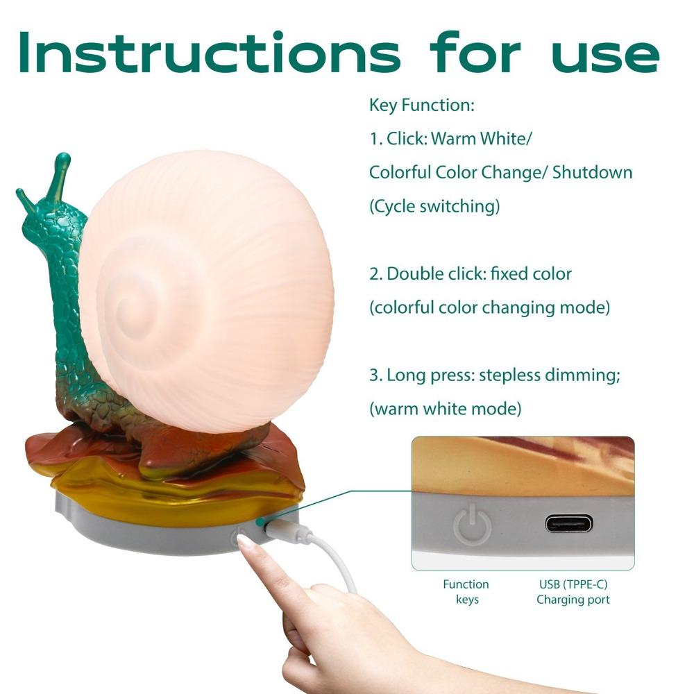 USB Powered LED Table Lamp Snail Desk Light Cute Night Light  Living Room Decor