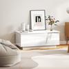 Coffee Table Height-Adjustable, Modern Living Room Table with Hidden Storage and 2 Drawers, High Gloss White