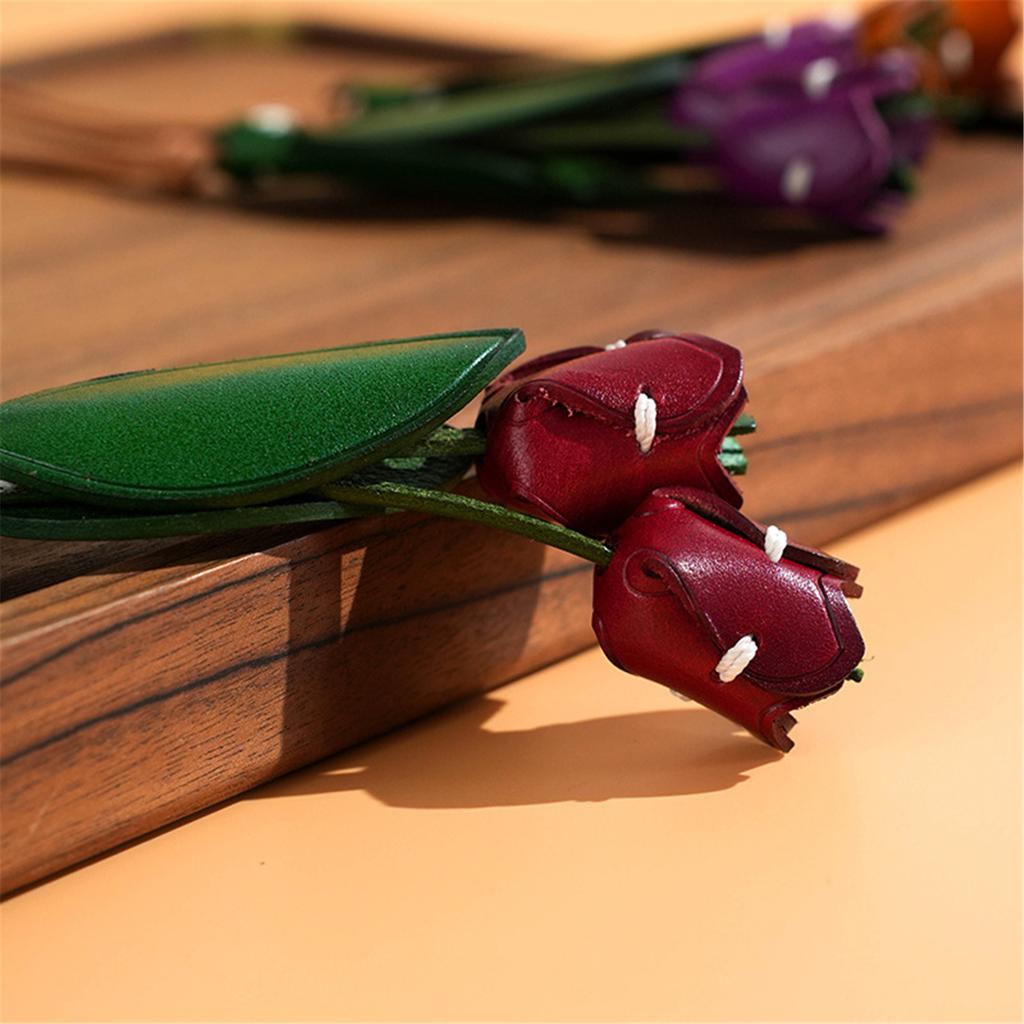 Tulpe Schlüsselanhänger Anhänger Leder Elegant Blume Tasche Anhänger Hängender Schmuck Geeignet für Autospiegel oder Taschen Dekoration