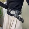 Vintage Oval Waist Belt Pu Leather Dress Jeans Belt Exaggerated Women's Belt  Streetwear