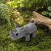 Movable Rhino Figurine 3D Printed Knitted Rhinoceros Figurine, Mini Fidget Toy with Desktop Accessory Joints, Wild Animal Collectible Figure for Desk