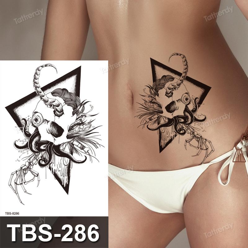 sketch flowers black temporary tattoo stickers waterproof thigh arm body tattoo sleeve anime snake fox lion dark designs women