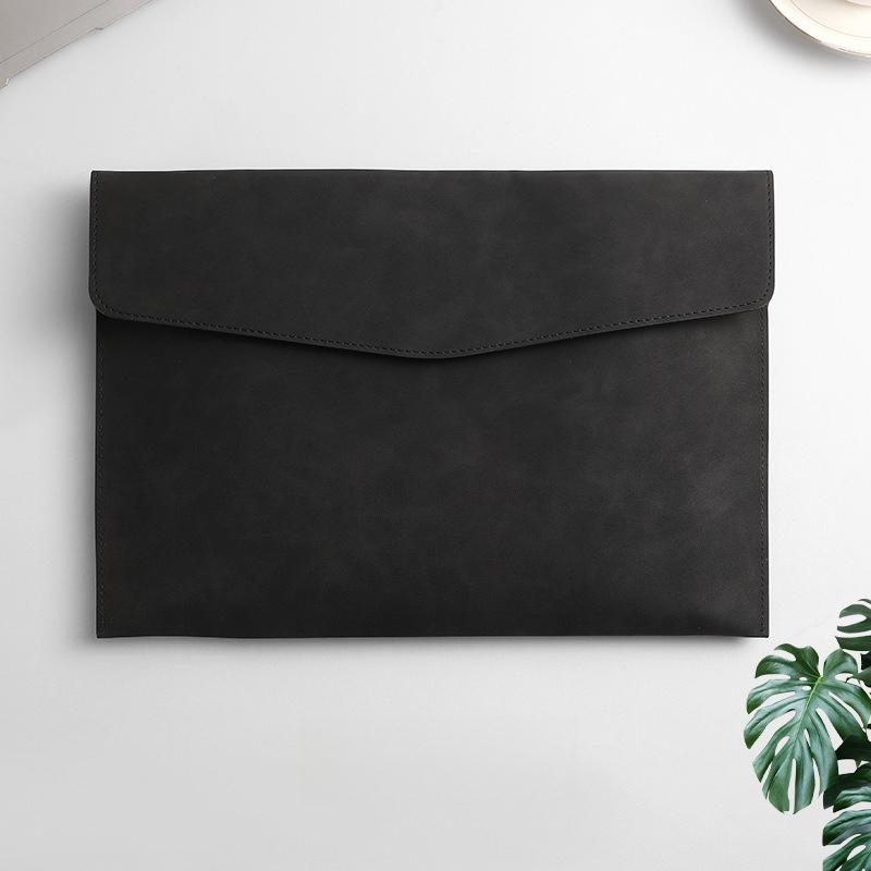 

Leather Document Bag A4 File Folder Document Bag Thickened Snap Button Waterproof Business Storage Bag