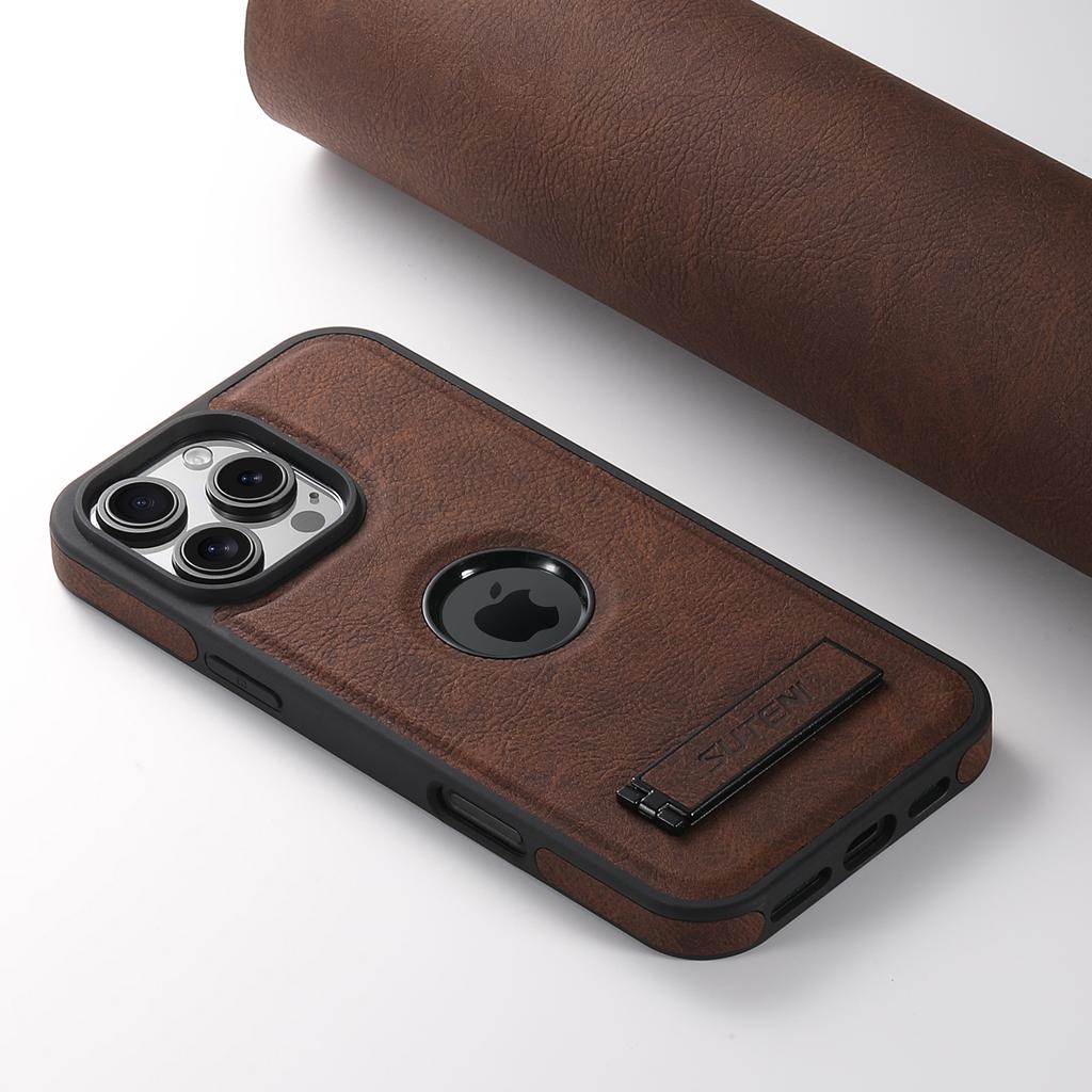 SUTENI G2 dla iPhone 16 Pro Magnetyczne Etui Podstawka Tekstura liczi Skóra+TPU Pokrowiec