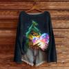 Women's Fashion Round Neck Long Sleeve Christmas Print Casual Knit Pullover Top