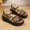 Large Size Sandals Women's Summer New One-word Buckle with Wedge Heel Platform Sandals Casual Sandals