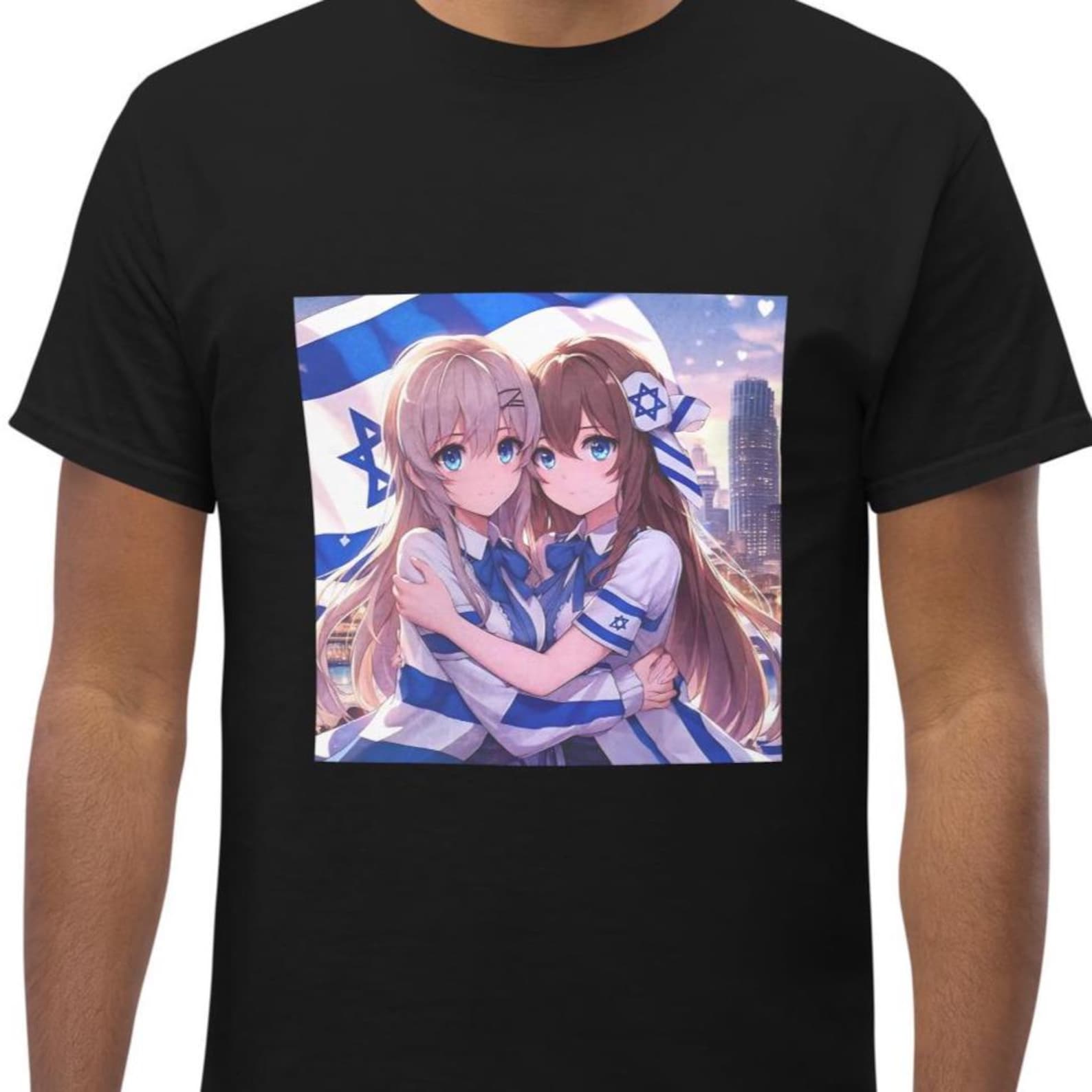 Anime Girl Israel Kawaii Shirt, Cute Benjamin Netanyahu Impressed Meme T-shirt, Unisex Graphic Tee, Embarrassing Cringe Shirts 4XL