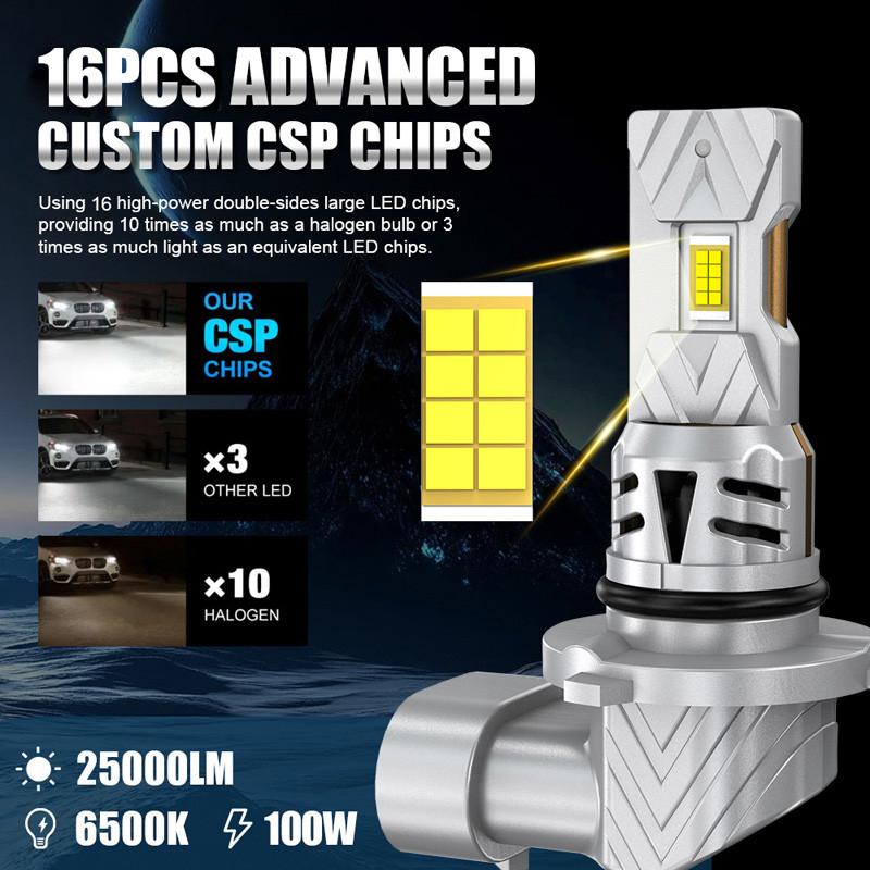 H11/H8/H9+ 9005/HB3 6500K White 50000LM Universal LED Headlight Bulbs CSP High Low Beam Car Light 12V