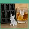 Francouzská forma na ledové kostky Bulldog Flexibilní silikonová tácka s bezpečnostním víkem Novinka Tvar zvířete 3D výrobník ledu na whiskey koktejly džusy Zábava Pro milovníky buldoků