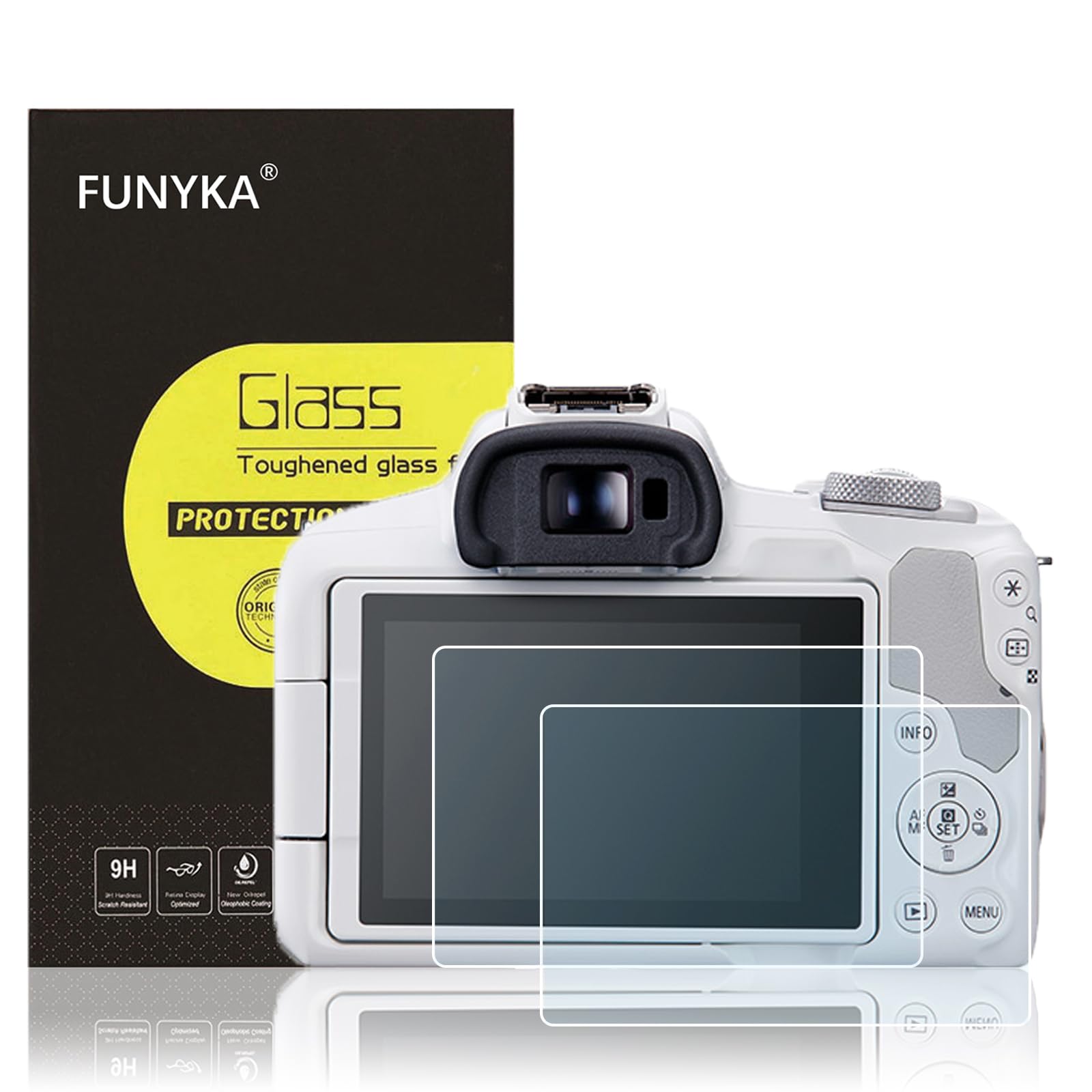 

Set of 2 Glass Screen Protectors for Canon EOS and with 9H and and Fingerprint Repellent Ultra-Thin R8, R50, EOSR8, EOSR50, 95%+ Transmittance,