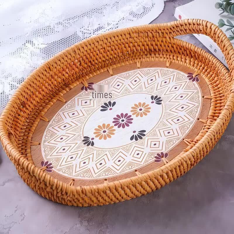 Natural Handwoven Rattan & Bamboo Basket