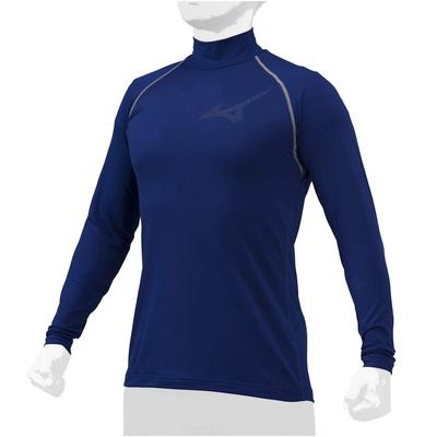 Mizuno Long Size Pastel Navy Baseball/Softball Fleece-Lined (High Neck, Sleeve) 12JA2P12, L,