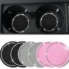 2 Pièces Voiture Bling Strass Porte-gobelet Tapis de Boisson Décoration Intérieure Tapis Antidérapant Rond Durable Sous-verre Résistant à la Chaleur Accessoires de Voiture