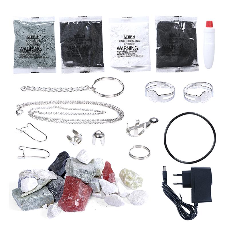 DIY Electric Rock Tumbler Tool 220V Rock Tumbler Kit With Rough Gemstones Polishing Grits For Adult Kids Polishing Machine