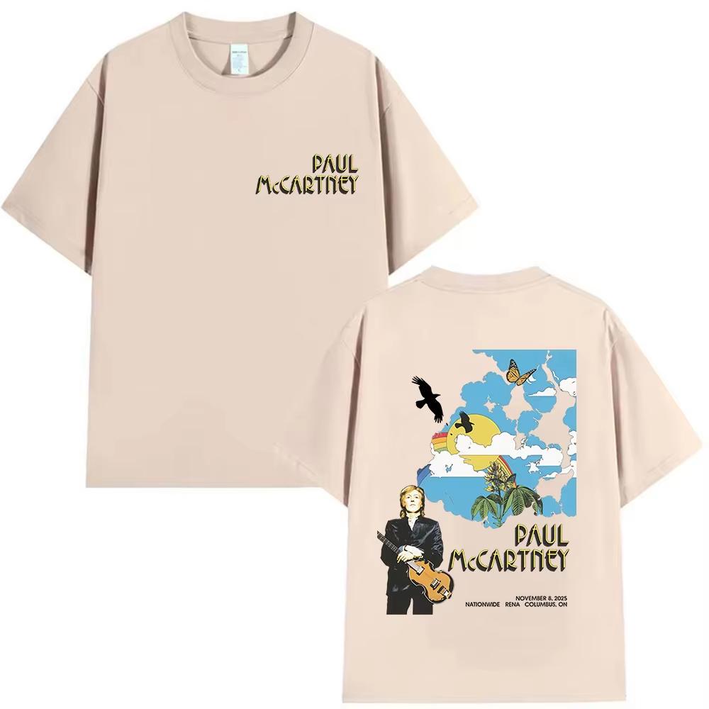Paul McCartneys comeback tourrelated men hiphop rock shortsleeved Top vintage pure cotton streetwear 2026 Springsummer new
