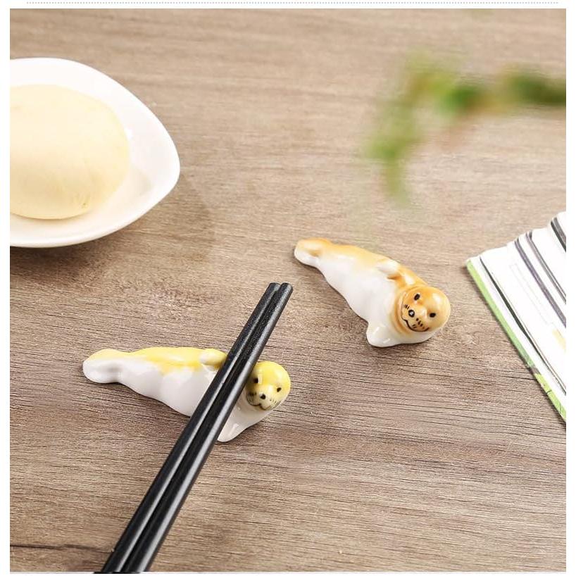 Seal Chopstick Rests, Set of 4, Porcelain Fork Rests, Funny Tableware, Restaurant Kitchen Tool, Cute Dishware Accessory, Gift
