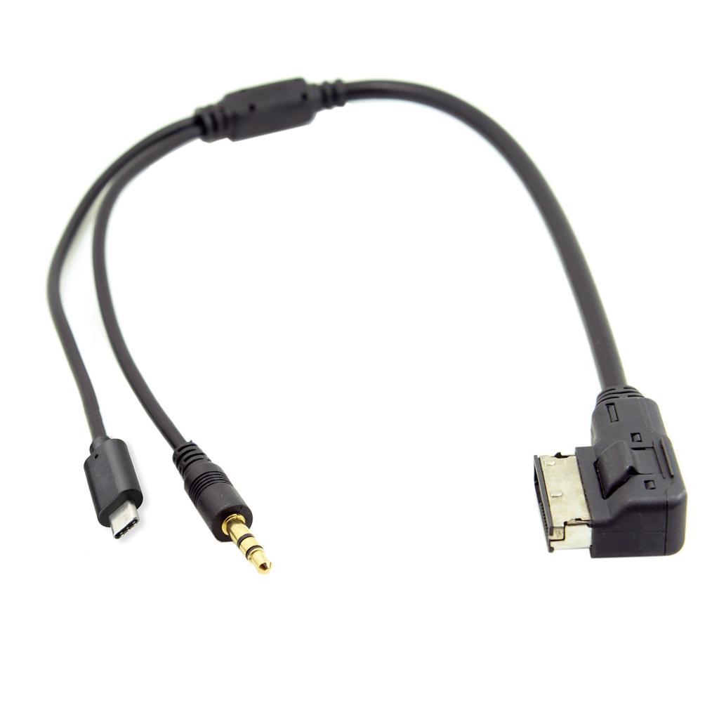 Cablecc Media In AMI MDI zu Stereo 3,5 mm Audio & USB-C AUX Adapterkabel