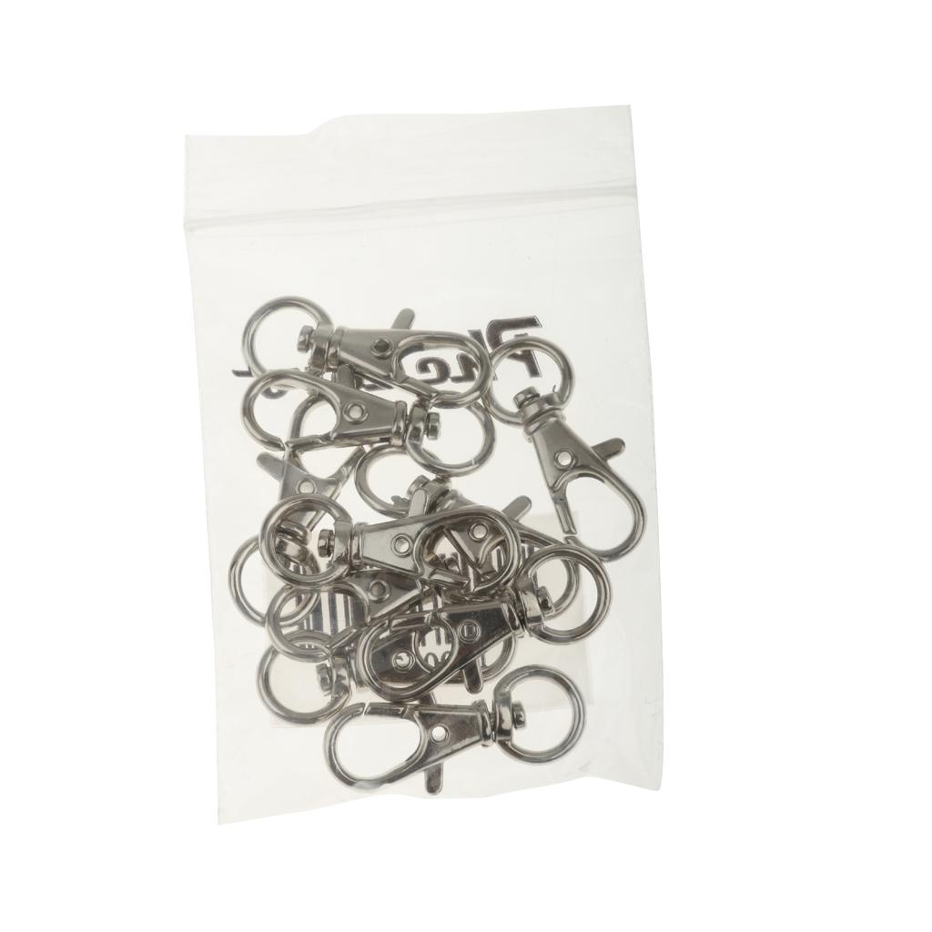 30pcs Silver Metal Snap Hook Clip Keychain Clasp 30mm