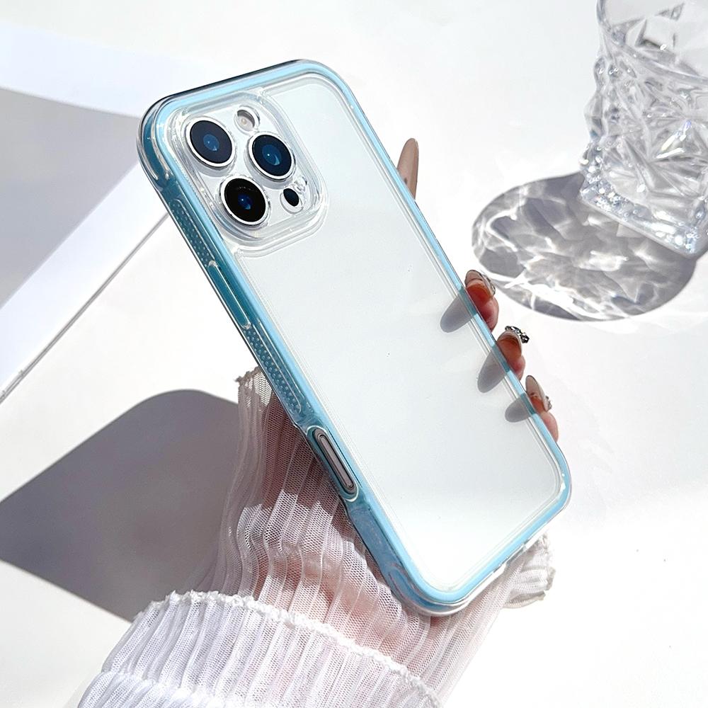 2 IN 1 Clear Candy Color Case for For Iphone 16E 1 14 Plus 13 12 11 17 Pro Max Shockproof Bumper Protective Cover Phone Accessories
