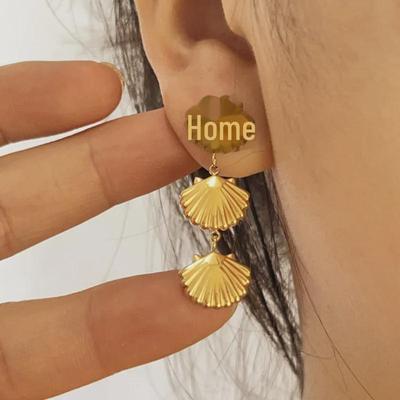 Retro Europäische und Amerikanische Edelstahl-Ohrringe mit Muschel-Design