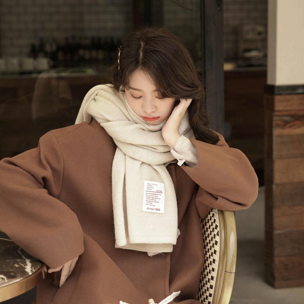 Knitted Scarf, Unisex Couple Winter Muffler, Ivory