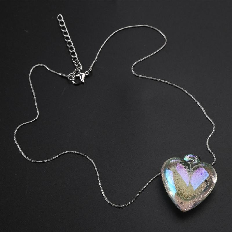 Korea Titanstahl Liebeskette 2023 Weiblich Nische Kalter Wind Schlangenkette Stern Farbverlauf Herz Schlüsselbeinkette