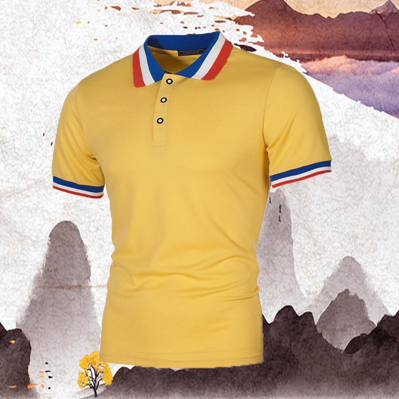 Summer Men's Polo Shirt Summer Business Color Blocking Lapel Polo Sports T-Shirt Yasheng