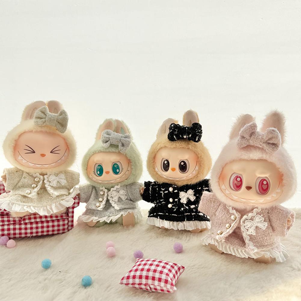 For Labubu 15/17cm Doll Stylish Overalls Clothes Set Pendant Cute Clothes with Fragrant Style For V1/V2 Labubu