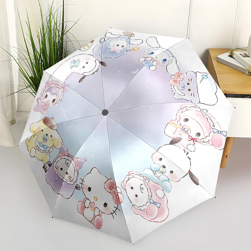 Sanrio, Baby Costumes Automatic Open/Close Umbrella-Cute Umbrella with Cute Design, Portable 3-Fold Compact Umbrella for Men & Women, Hallow