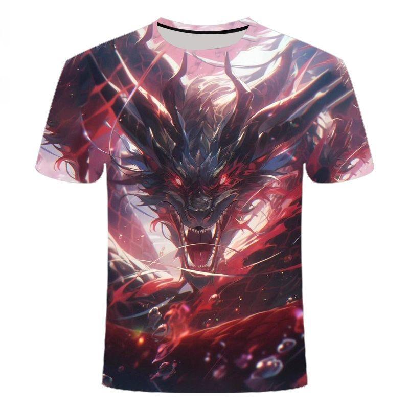 Summer Y2k Woman New Dragon Trendy Youth Handsome Casual Round Neck Short Sleeved Kids Men