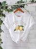 T-shirt à imprimé citron, Manches courtes, Col rond, Haut décontracté pour l'été et le printemps, Vêtements pour femmes