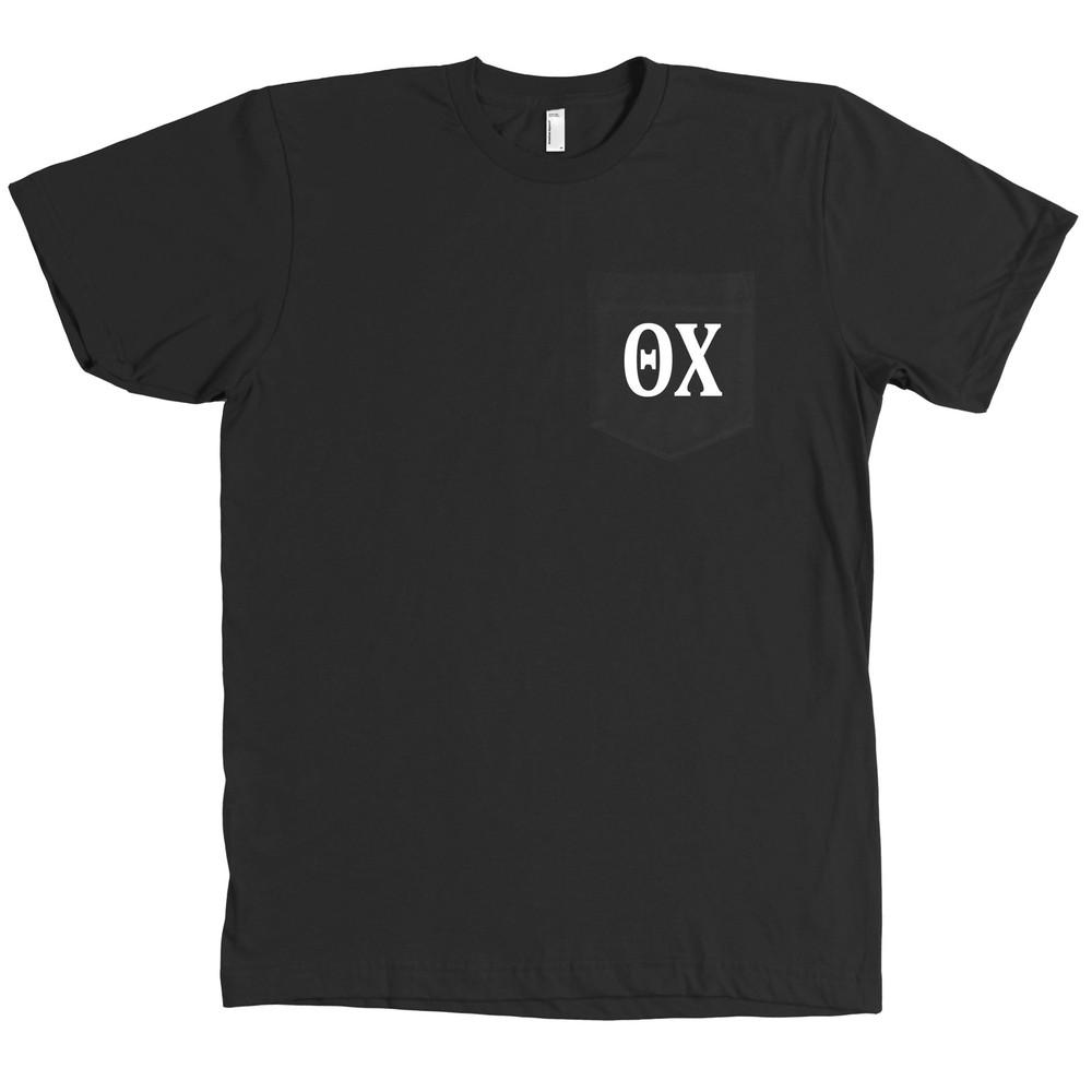 

Theta Chi Bella + Canvas POCKET Black Fraternity Letters NEW Unisex T-Shirt XXXXL
