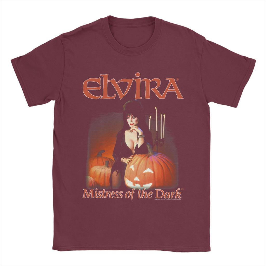 Elvira Mistress of The Dark Pumpkin Halloween Unisexs T Shirts Tee Shirt Short Sleeve Round Neck TShirts 100 Cotton Classic Tops
