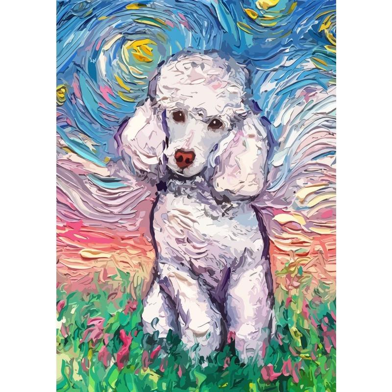 Funny Dogs Starry Night Van Gogh Canvas Painting Abstract Print Dog German Shepherd Bulldog Posters Wall Art Picture Home Decor