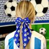Girl Hairpin Extra Large Ribbon Bowknot Design Back Head Hair Clip Soccer Pattern Spring Hair Pin Party Hair Accessory