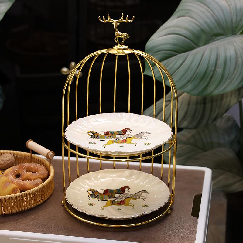 Ceramic Three-Tier Pastry Stand: English-European Style Fruit Bowl, Cake, Candy, and Snack Plate for Afternoon Tea.