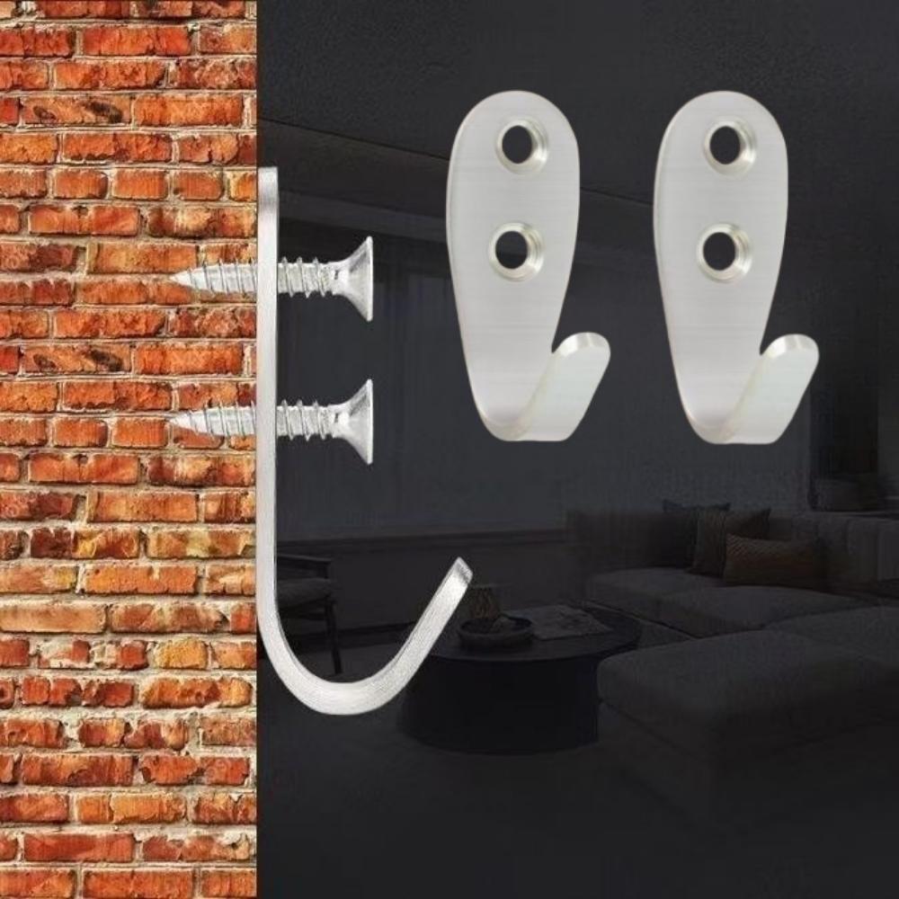 8pcs Stainless Steel Wall Mounted J-shaped Clothes Hooks For Entrance Kitchen Bedroom Bathroom Office 2mm