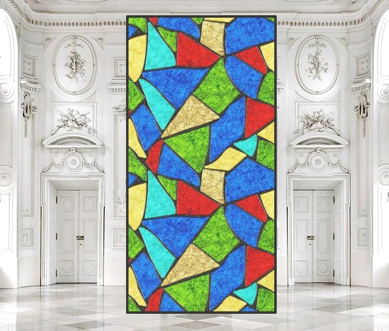Customize Stained Glass Window Film Frosted Mosaic Grid Privacy Protection No Glue Decorative Bathroom Bedroom Kitchen Home Quality