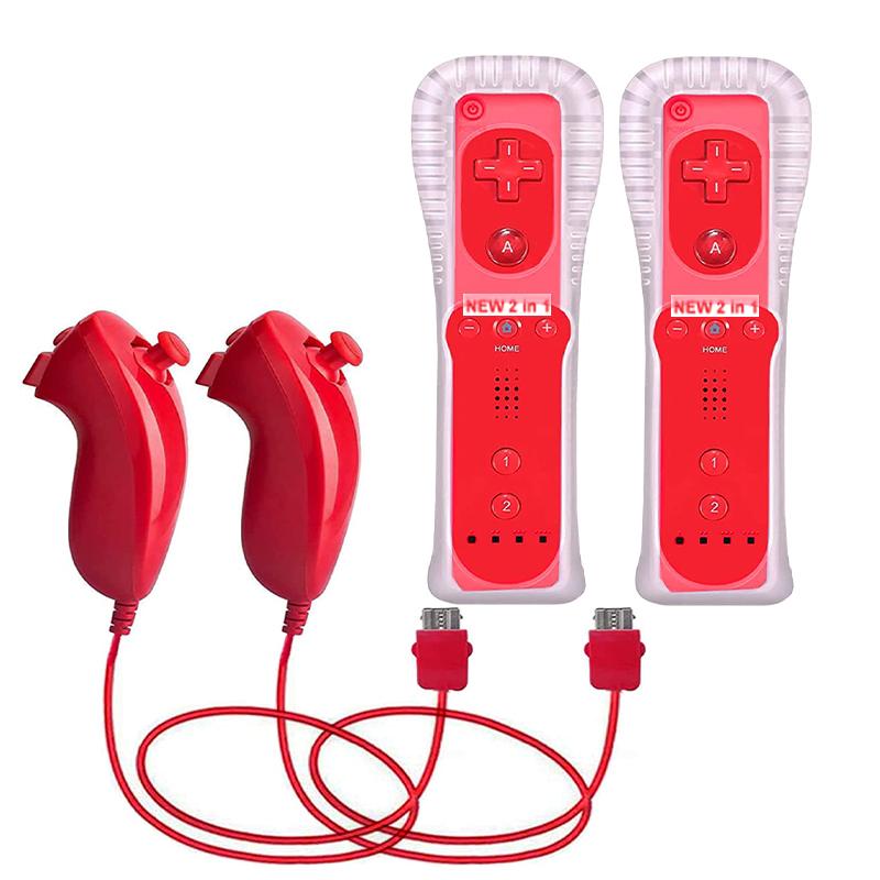 A Pair Remote Controller with Nunchuck Controller for Wii Games Control for Wii Console Wireless Gamepad with Motion Plus
