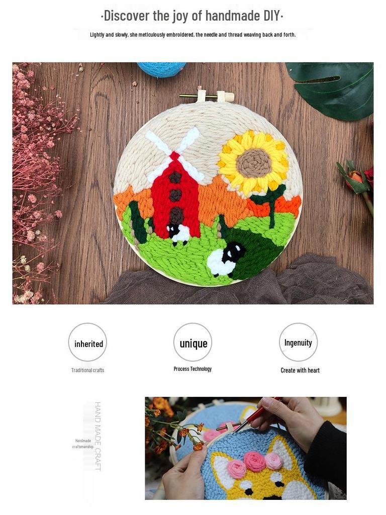 Suzi Embroidery Kids' Five Grains & Beans Cartoon Wool Canvas Art