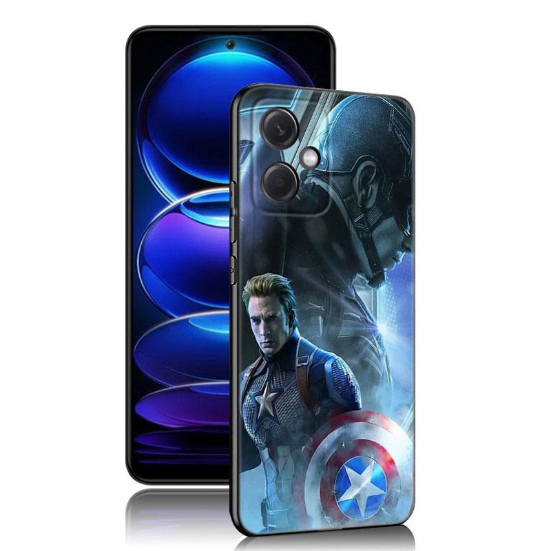 Captain America Black Silicone Phone Case For Xiaomi Redmi Note 10 11 11S 12 13 4G 8 9 11T Pro 5G Plus 8T 9S 10S 12S
