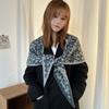 Luochi Knitting Korean-Style Leopard Print Triangle Shawl - Women's Warm Autumn/Winter Outer Knit Scarf