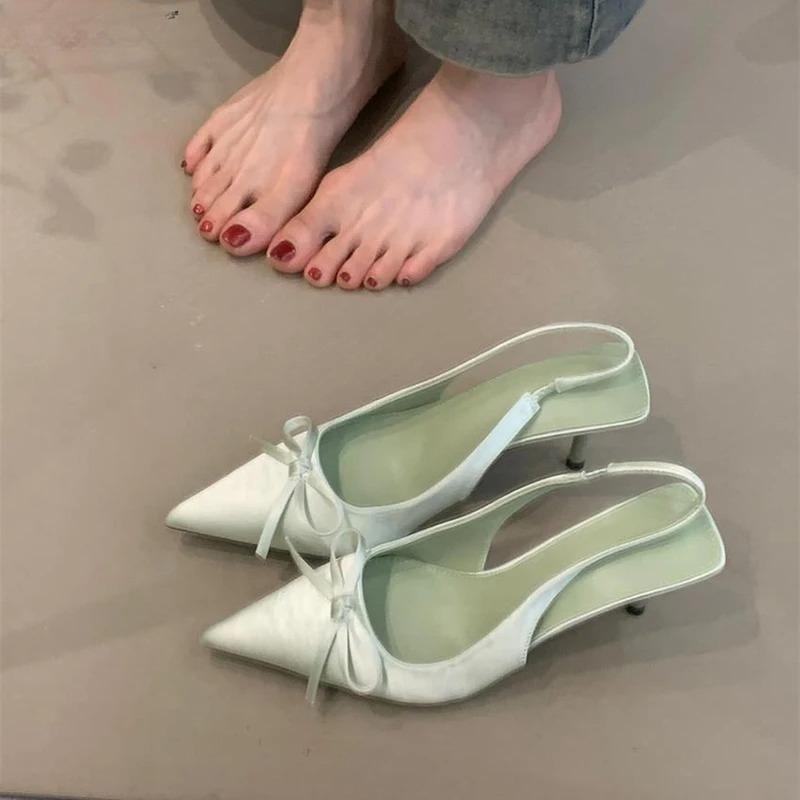 Mode Sommer Damen Sandalen Luxus Spitz High Heel Sandalen Mode Schmetterlingsknoten Slingbacks Pumps Damen Stripper Party Sandalen