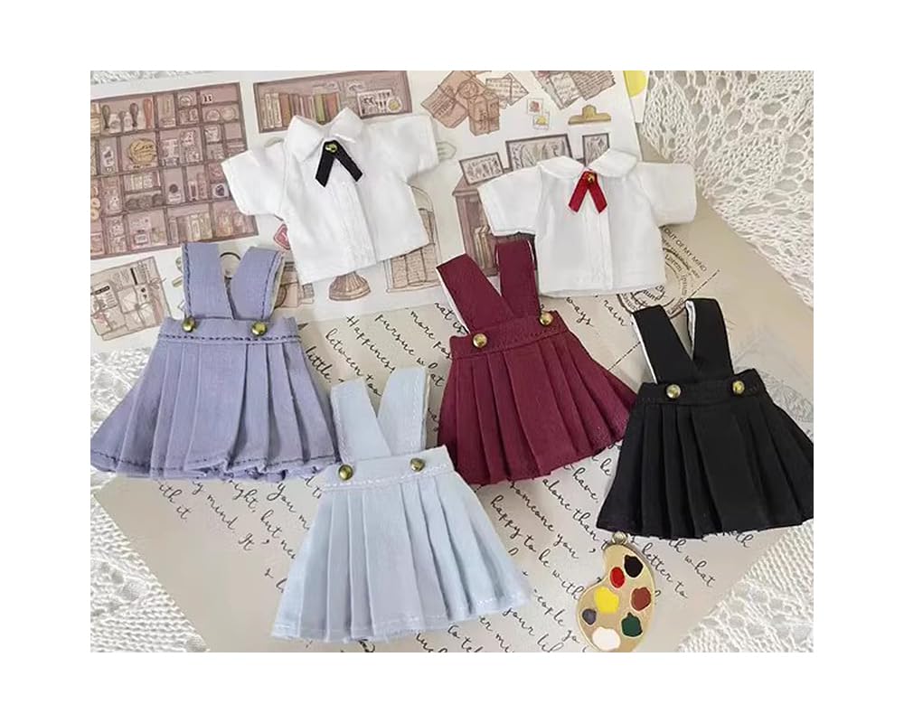 [ISHR] Obitsu 11 OB11 Größe Outfit für 11cm Obitsu Puppenkörper, Schuluniform, Rundkragen, Eckiger Kragen, Kurzarmhemd, Latzrock, Mädchen,