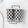 Checkerboard Ceramic Chopsticks Holder Drain Rack Chopsticks Basket Chopsticks Box Cutlery Box Storage Rack Wall-mounted Shelf