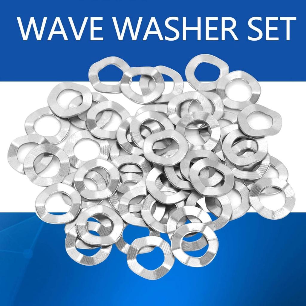 Wave Spring Washer Assortment Kit Stainless Steel Spring Wave Washer 10 Sizes M3 M4 M5 M6 M8 M10 M14 M16 M20(50pcs*M6)