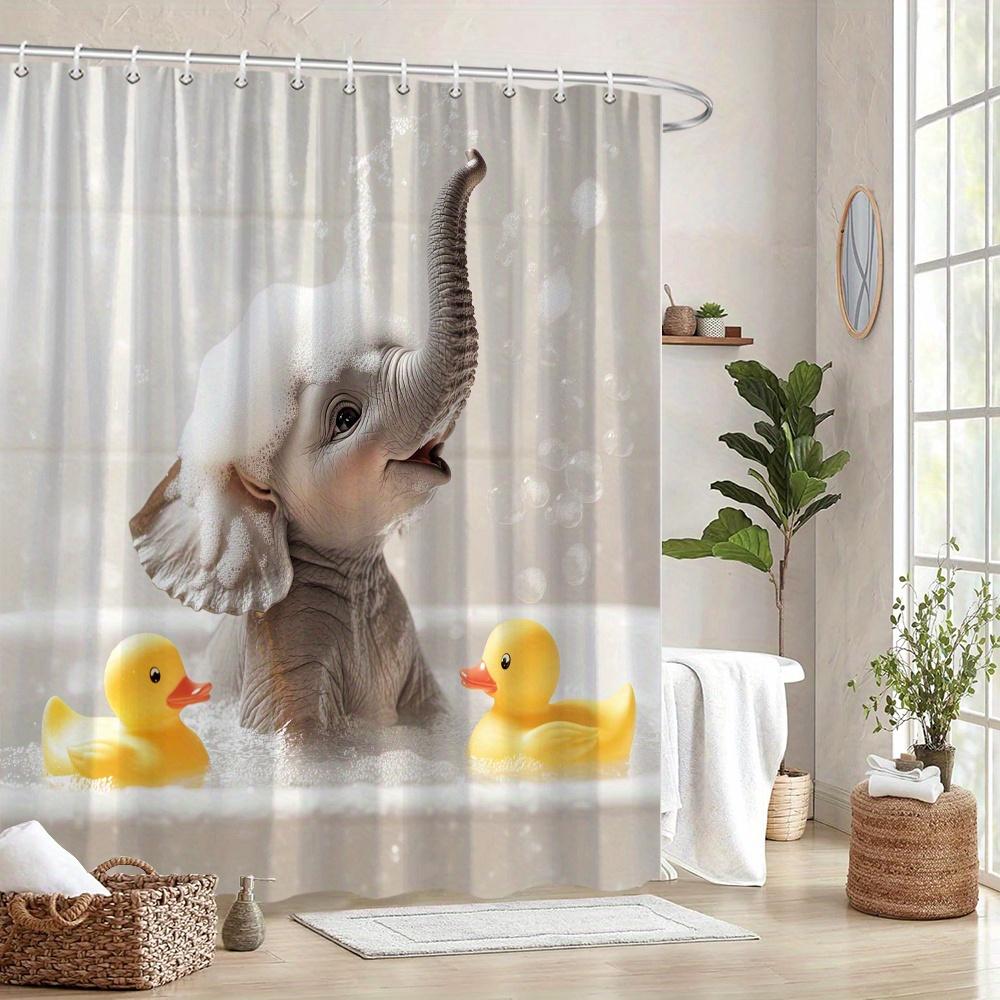 Zasłona do wanny Słonie, Bąbelki i Kaczki, Fantazyjna, Zmywalna